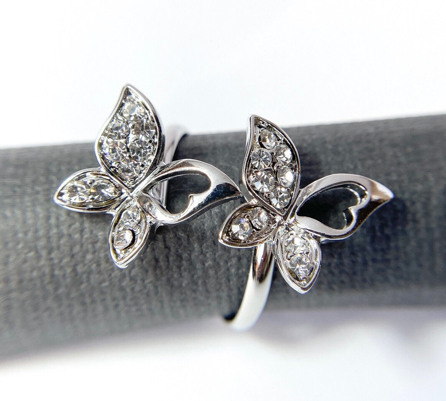 Double Butterfly Multi-Paved CZ Gems Adjustable Mid Ring