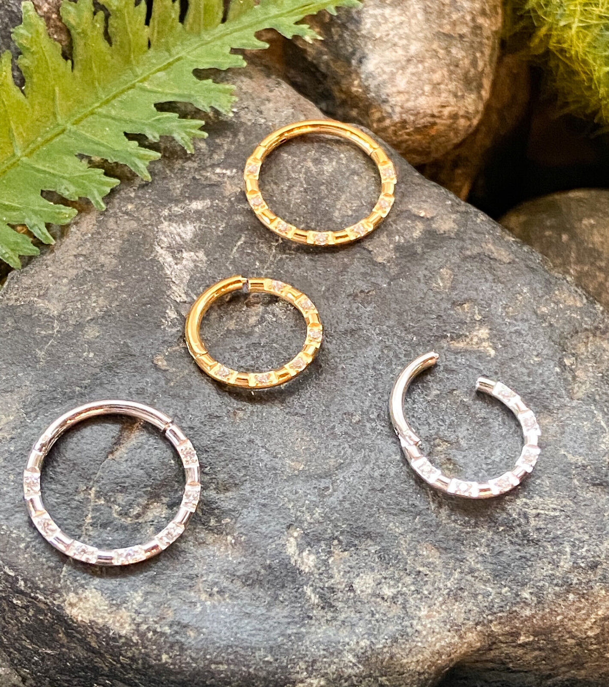 1pc Hinged Segment Ring 6 CNC Gem Front 16g Helix Septum Clicker Surgical Steel