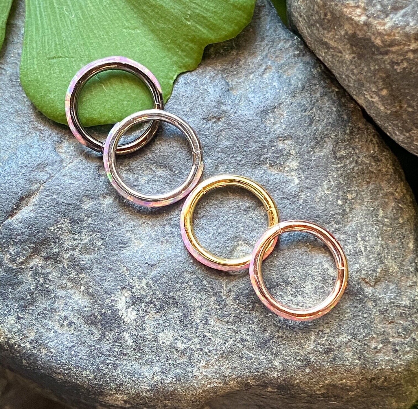 1pc Opal Outer Edge Hinged Segment Ring Septum Orbital Helix Ear Cartilage