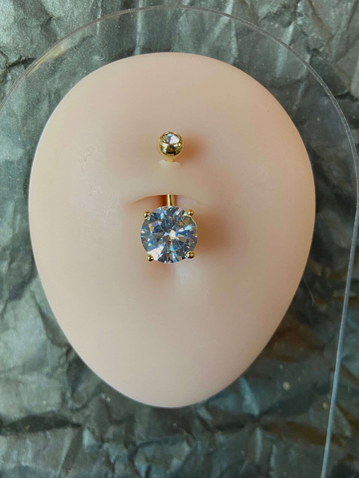 3pc Value Pack 5mm, 7mm, 10mm Prong Set Round CZ Gem Belly Rings Navel Naval