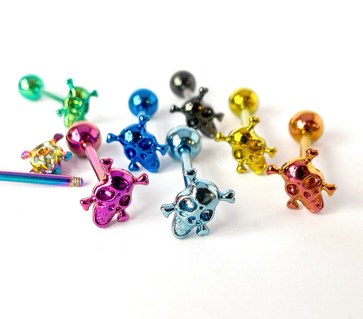 1pc Skull Design Tongue Ring Titanium Anodized 14g Tounge Barbell Body Jewelry