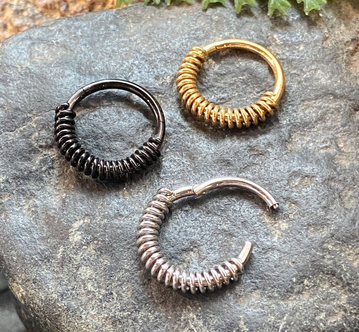 1pc Spring Coil Hinged Segment Ring 16g Helix Septum Clicker Surgical Steel