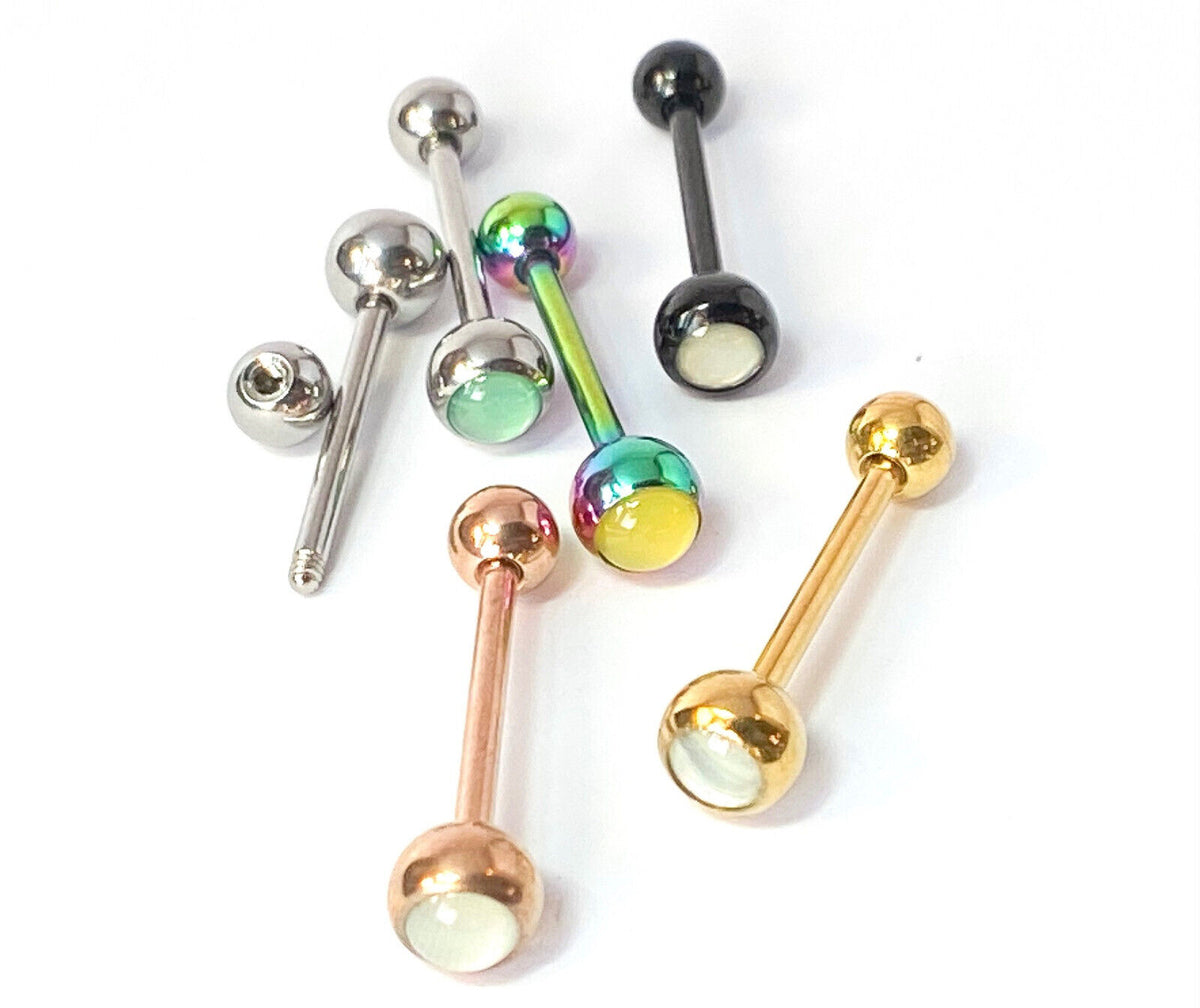 1pc Illuminating Stone Gem Tongue Ring Barbells Tounge Piercing Body Jewelry