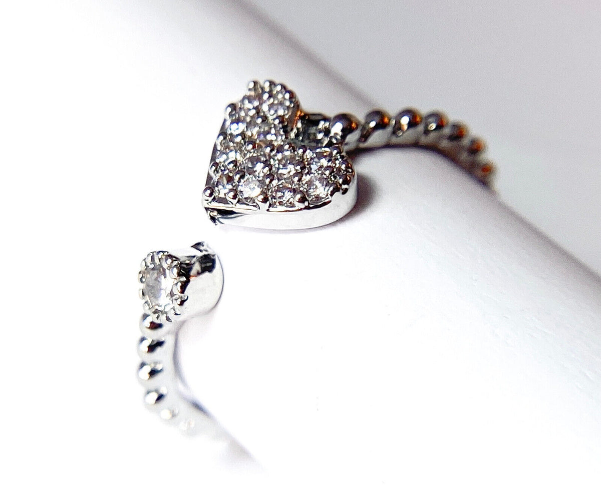Multi-Paved CZ Gem Heart Adjustable Mid Ring / Toe Ring
