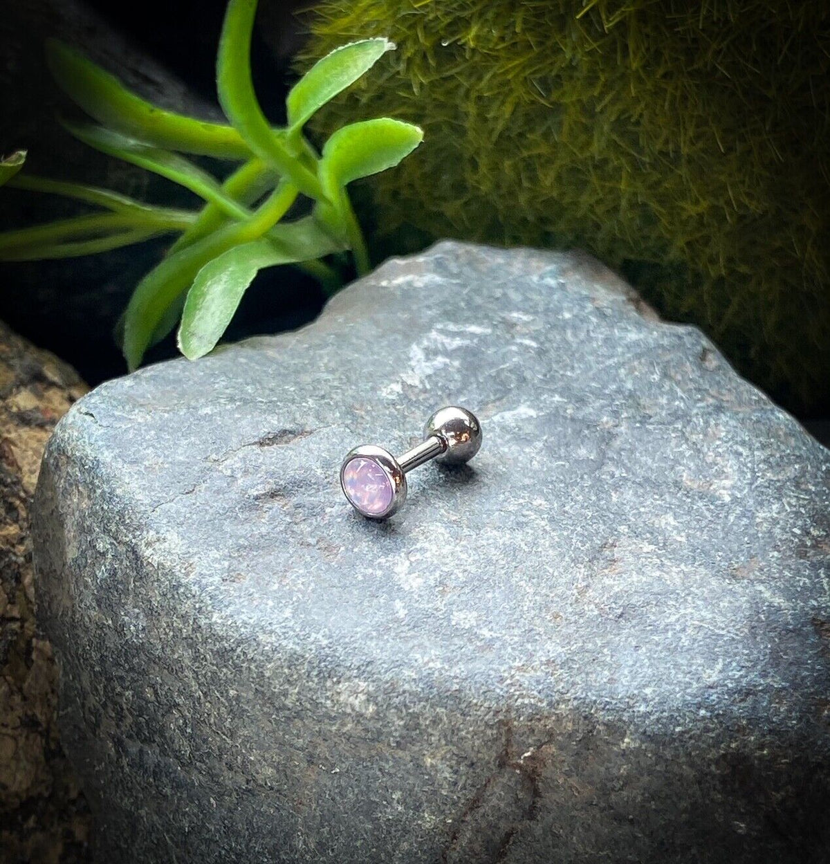 1pc Illuminating Stone Tragus Stud Helix Conch Ear Cartilage Piercing Jewelry (Color: Purple)