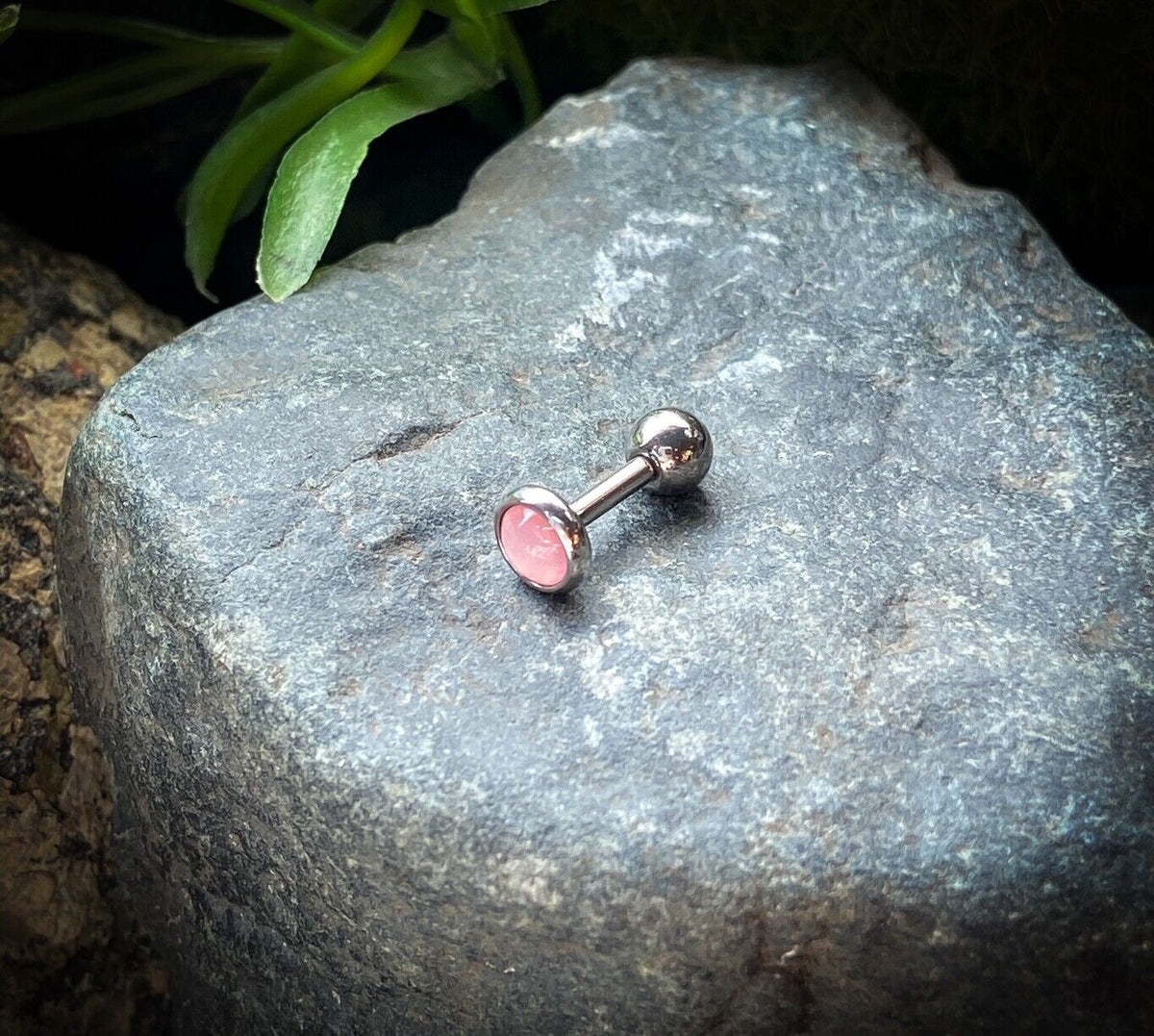 1pc Illuminating Stone Tragus Stud Helix Conch Ear Cartilage Piercing Jewelry (Color: Pink)
