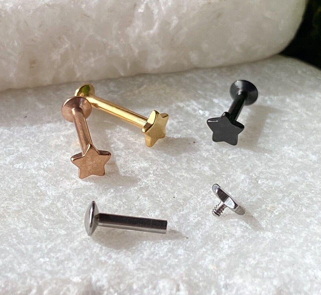 4pc Value Pack Ion Plated Steel Internally Threaded Star Labrets / Monroes