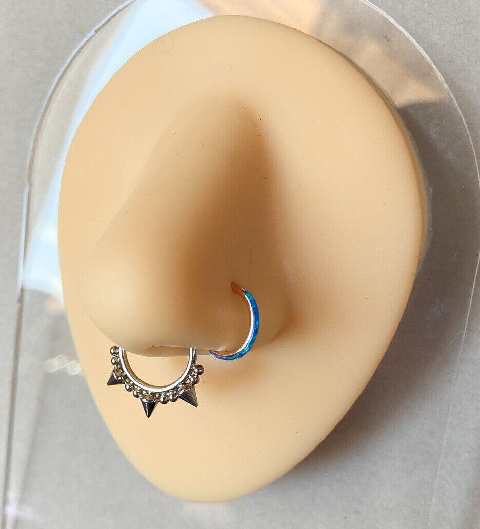1pc Opal Outer Edge Hinged Segment Ring Septum Orbital Helix Ear Cartilage