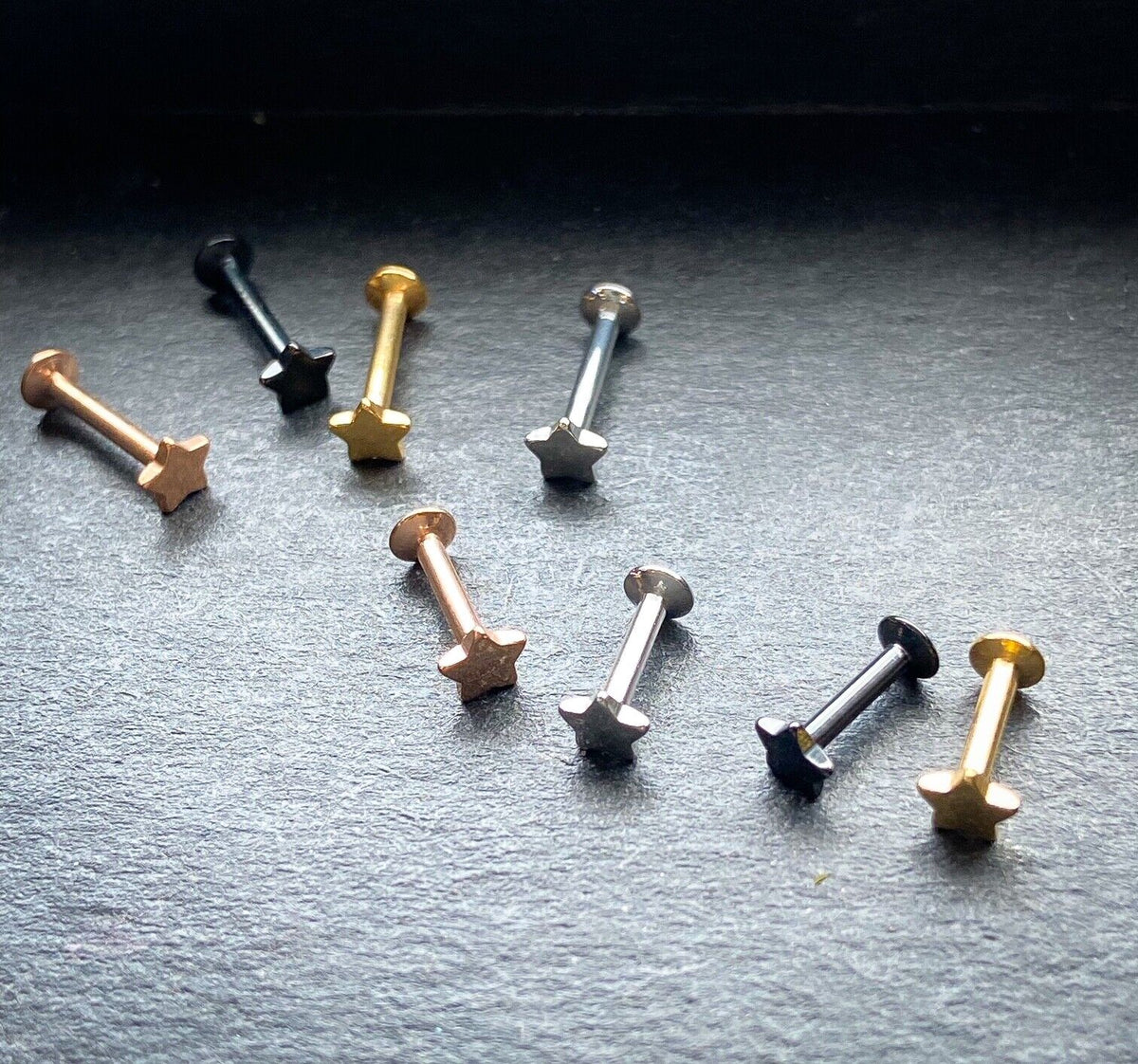 4pc Value Pack Ion Plated Steel Internally Threaded Star Labrets / Monroes
