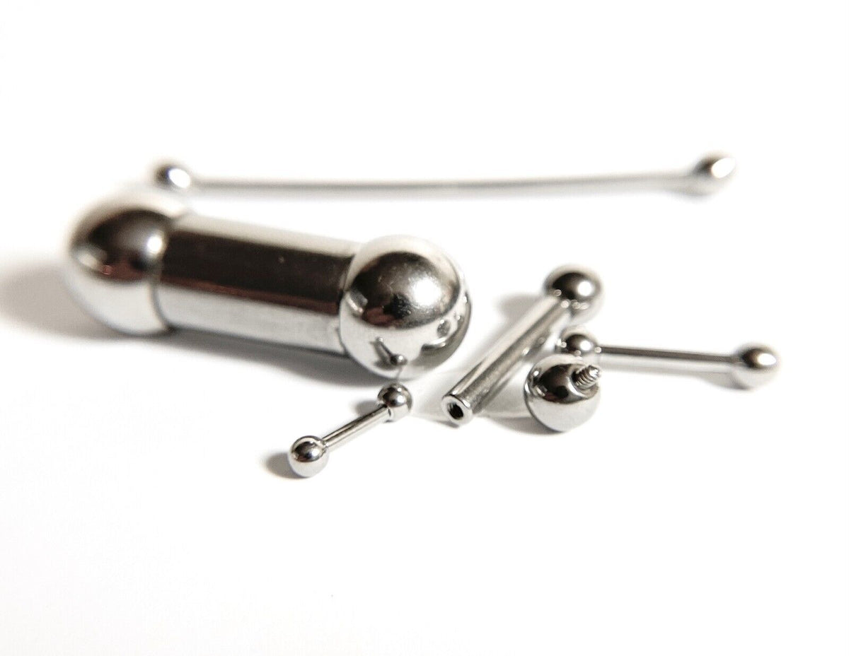 Internally Threaded Barbells Tongue, Nipple Rings 14g thru 00g Piercing Jewelry
