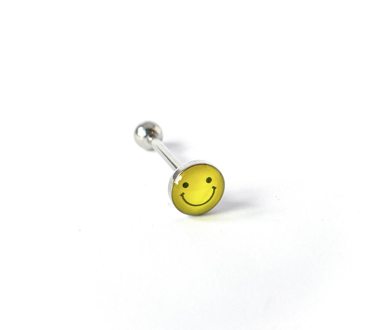 1pc Dome Logo Tongue Ring - choose from Adult Sayings, Sex, Bad Words +more! (Logo Style: Smiley Face)