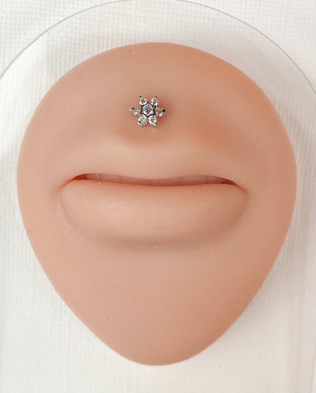 1pc CZ Gem Set Star 16g Internally Threaded 1/4" or 5/16" Steel Labret Monroe