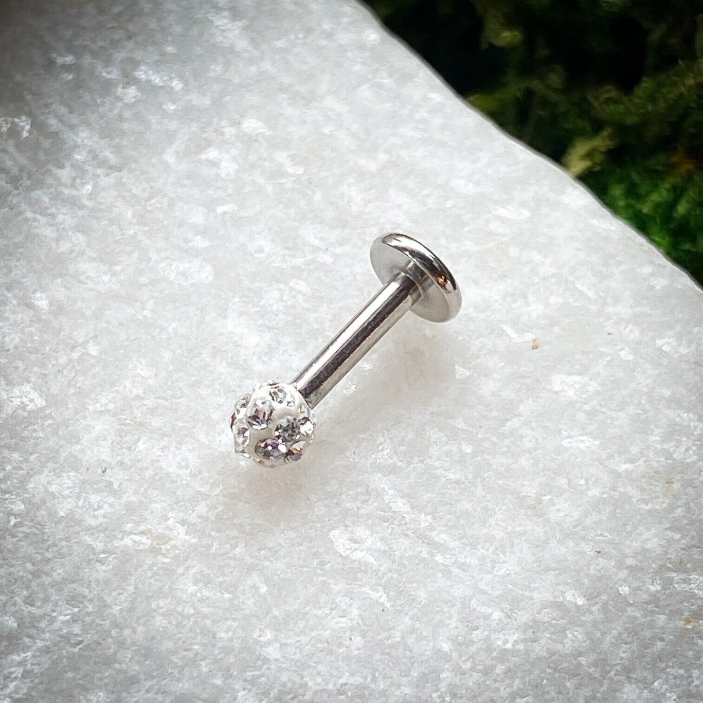 Internally Threaded Labret w/Ferido Crystal 3mm Gem Ball - CHOOSE YOUR COLOR (Main Color: Clear)