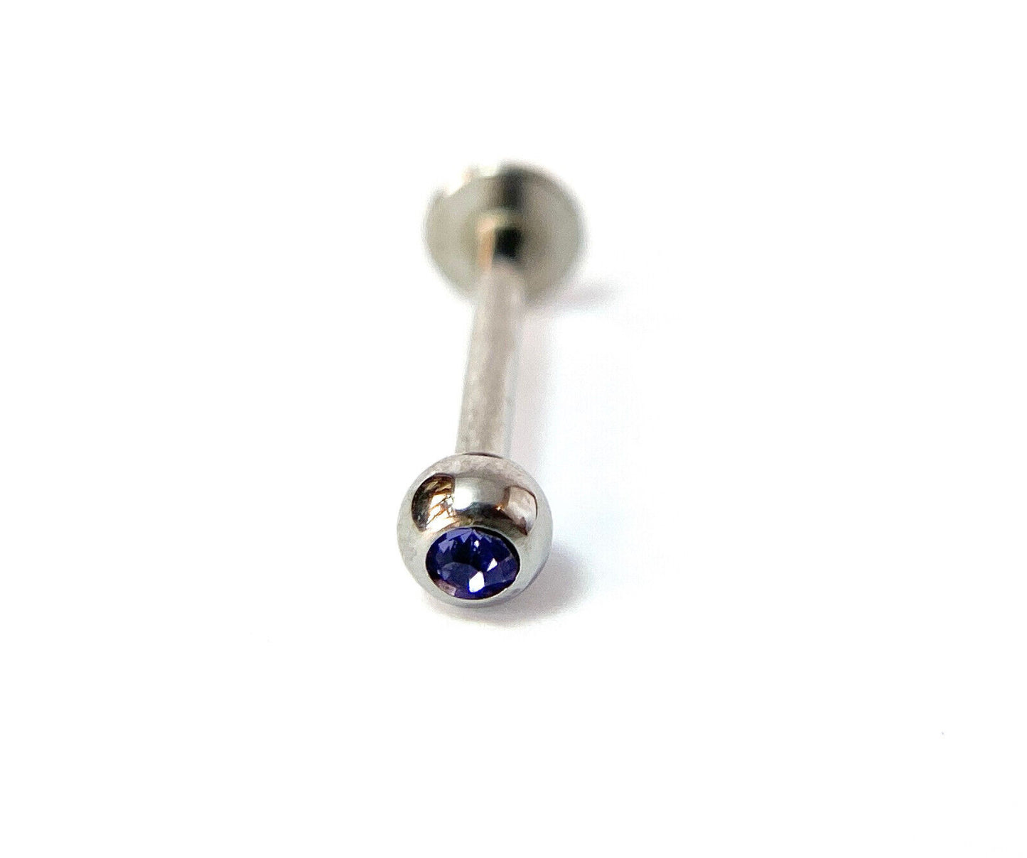 1pc Press-Fit Gem Ball 316L Surgical Steel 16g Labret Monroe Cheek Barbell (Color: Lavender)