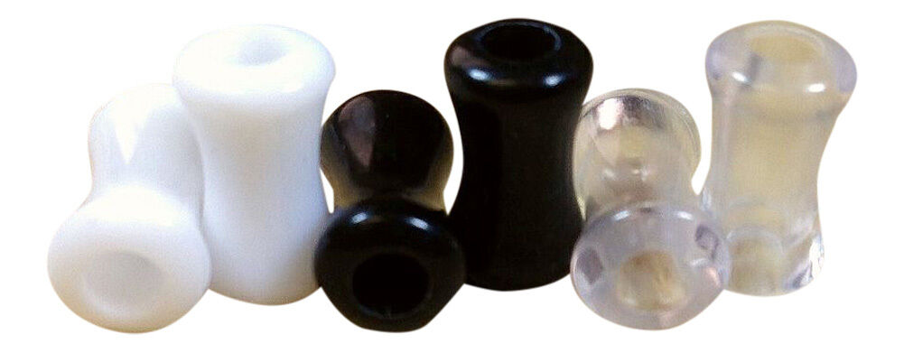 3 PAIR SET - Black,White,Clear Ear Tunnels Plugs Gauges Earlets - up to 30mm! (Gauge (Thickness): 4g (5 mm))