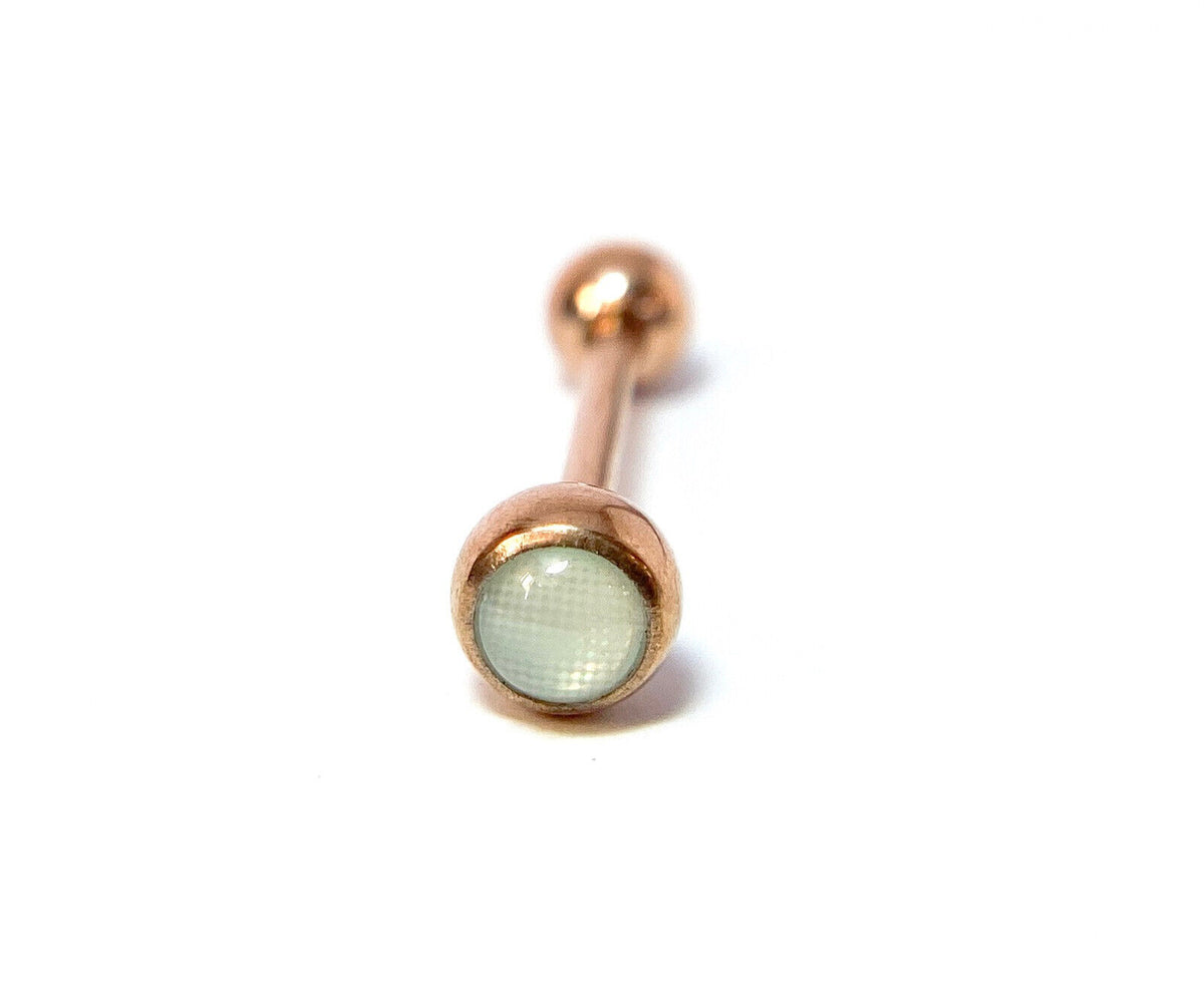 1pc Illuminating Stone Gem Tongue Ring Barbells Tounge Piercing Body Jewelry (Color: Rose Gold / Clear)
