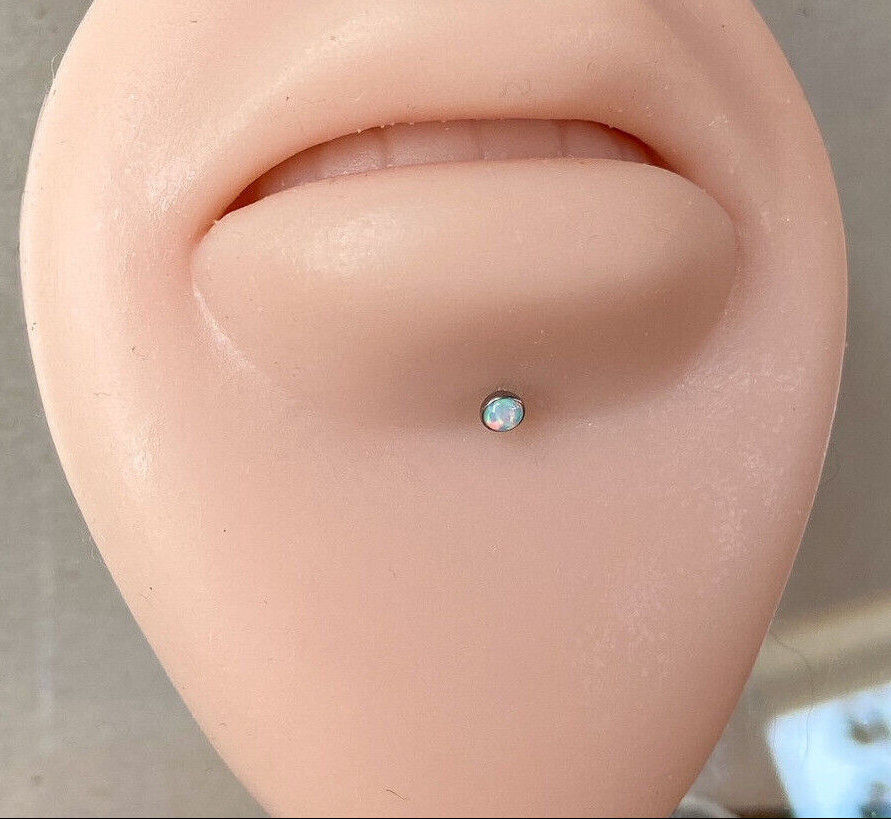 1pc Titanium Push In Opal 16g Labret Monroe Stud Lip Ring Helix Ear Cartilage