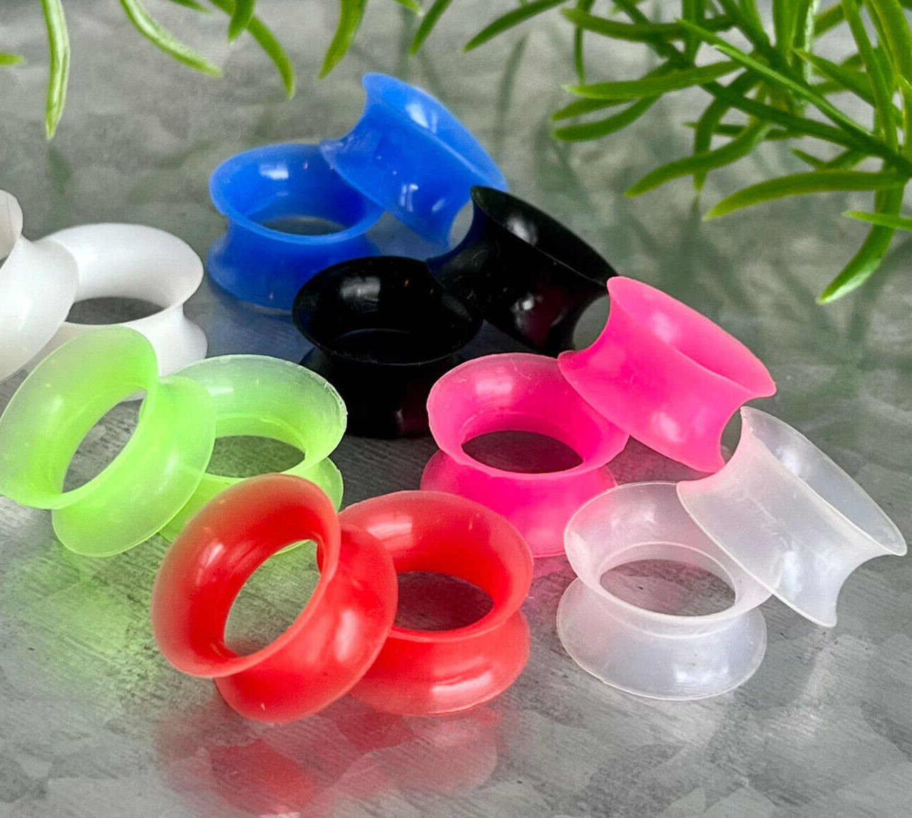 PAIR Super Soft Thin Silicone Tunnels Ear Skins Plugs Gauges Body Jewelry