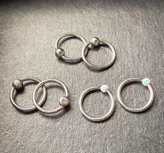 6pc Value Pack Fixed Ball 316L Surgical Steel Captive Bead Rings 16g or 18g