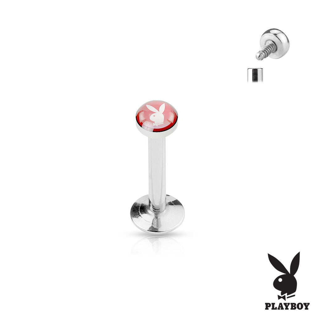 1pc Playboy Bunny Logo 16g Internally Threaded 5/16" Steel Labret Monroe (Color: Red)