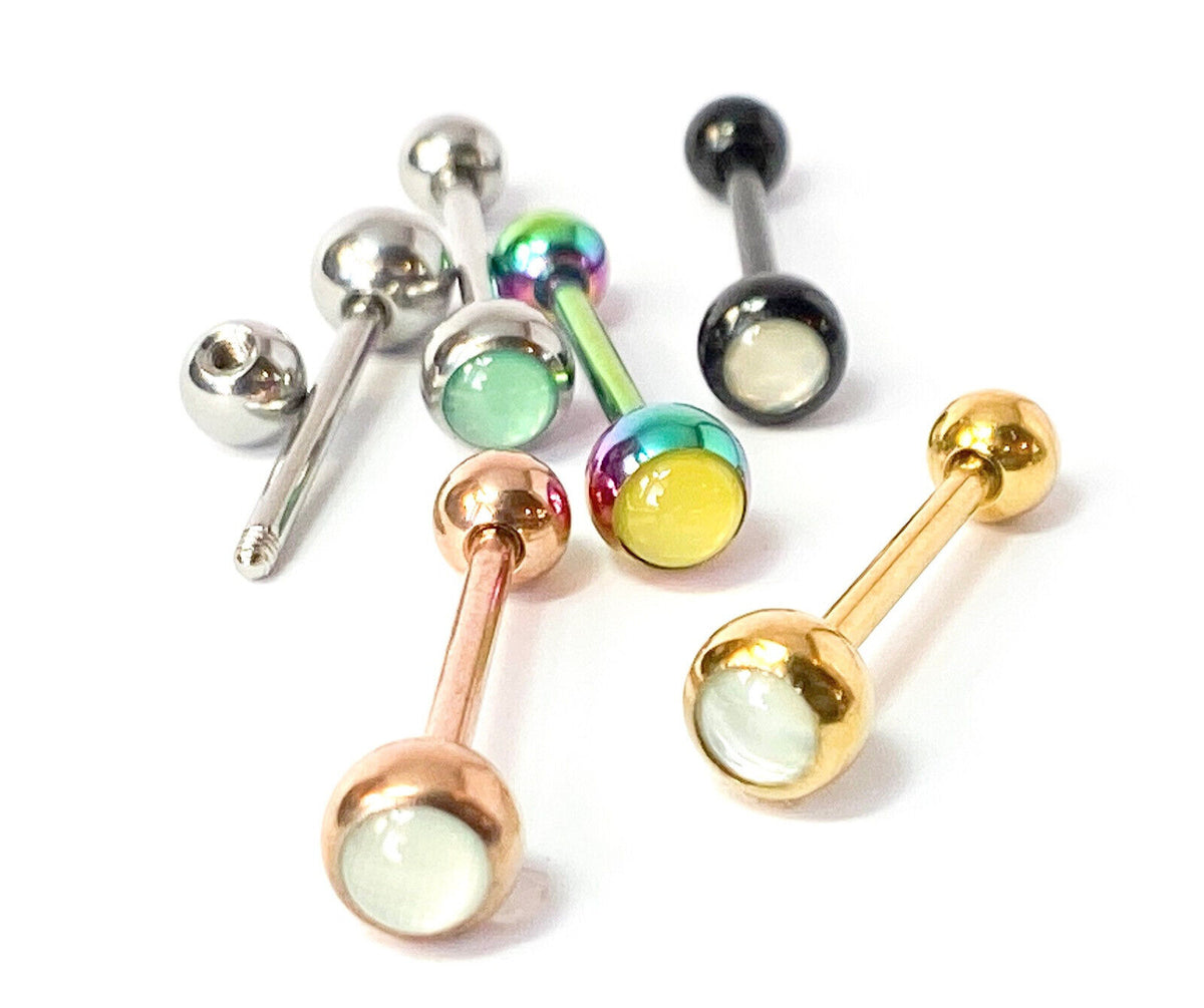 1pc Illuminating Stone Gem Tongue Ring Barbells Tounge Piercing Body Jewelry