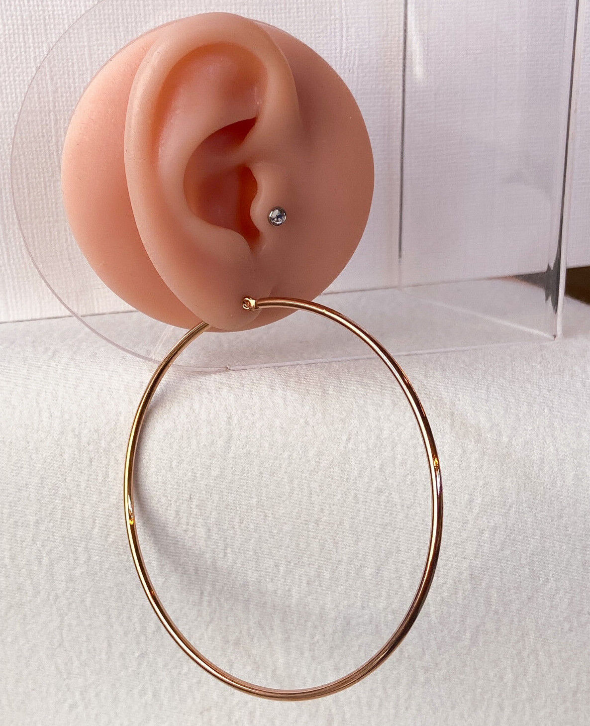 PAIR of Round Hoop Earrings 22g Rose Gold Ion Plated Stainless Steel