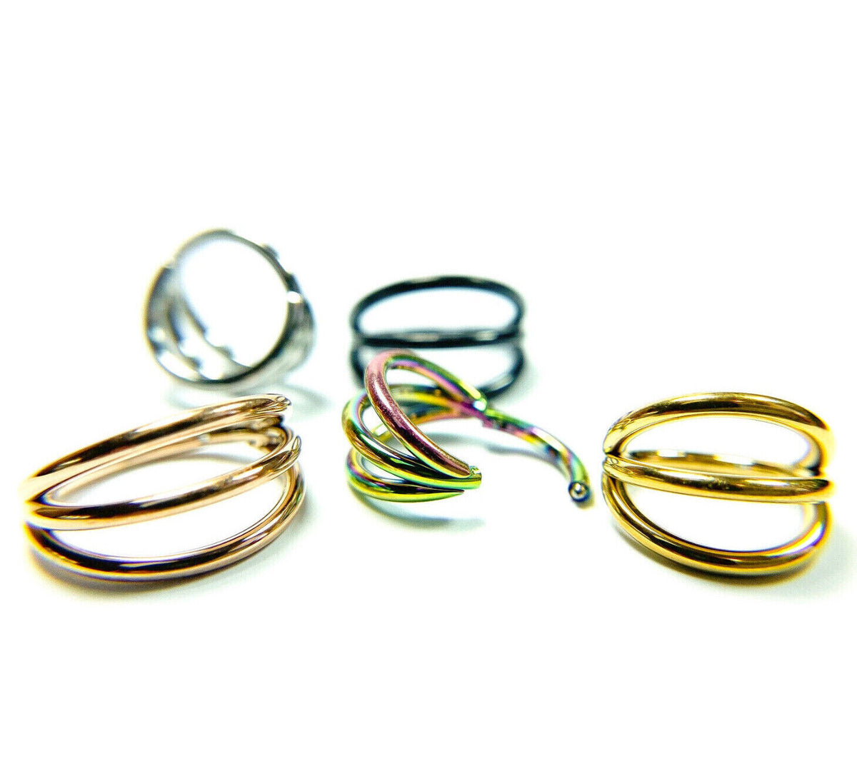 1pc Solid Titanium Triple Hoop Hinged Segment Ring Helix Cartilage Clicker