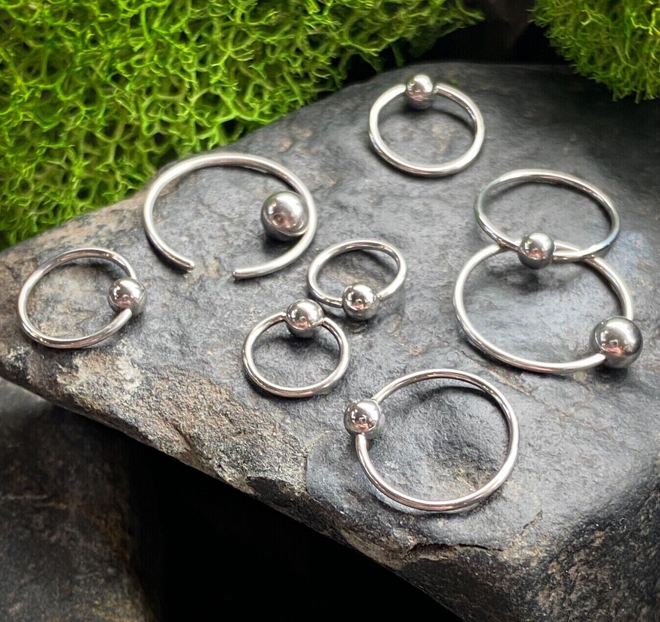 4 PAIR Value Pack 316L Surgical Steel Captive Bead Rings 14g, 16g, 18g or 20g