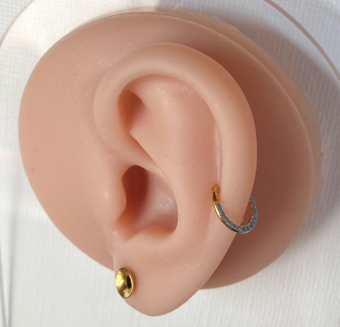 1pc Titanium Hinged Segment Ring Front Turquoise Septum Hoop Helix Daith Jewelry