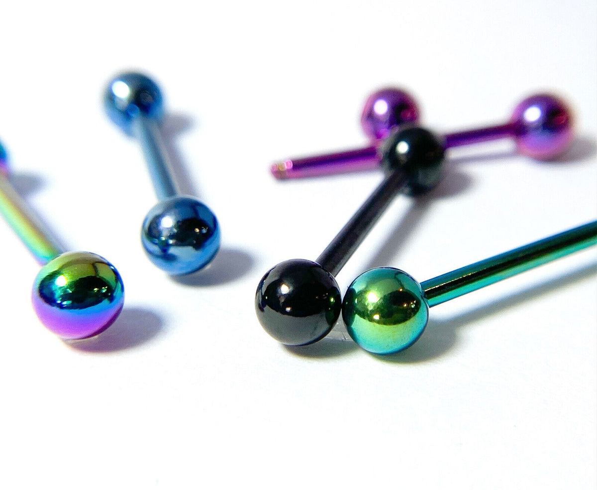 5pc Value Pack Titanium Ion Plated Steel Tongue Rings 14g Tounge Body Jewelry