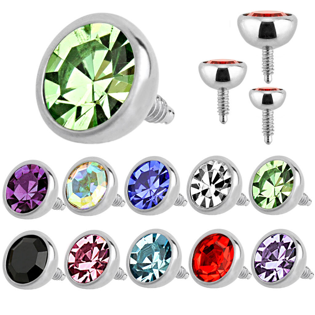 Body Jewelry Replacement Parts - 10pk Steel Internally Threaded 16g CZ Gems