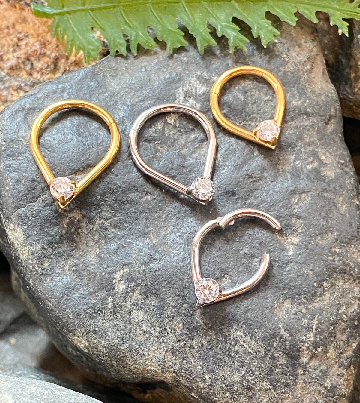 1pc Tear Drop Hinged Segment Ring 16g Teardrop Septum Clicker Surgical Steel