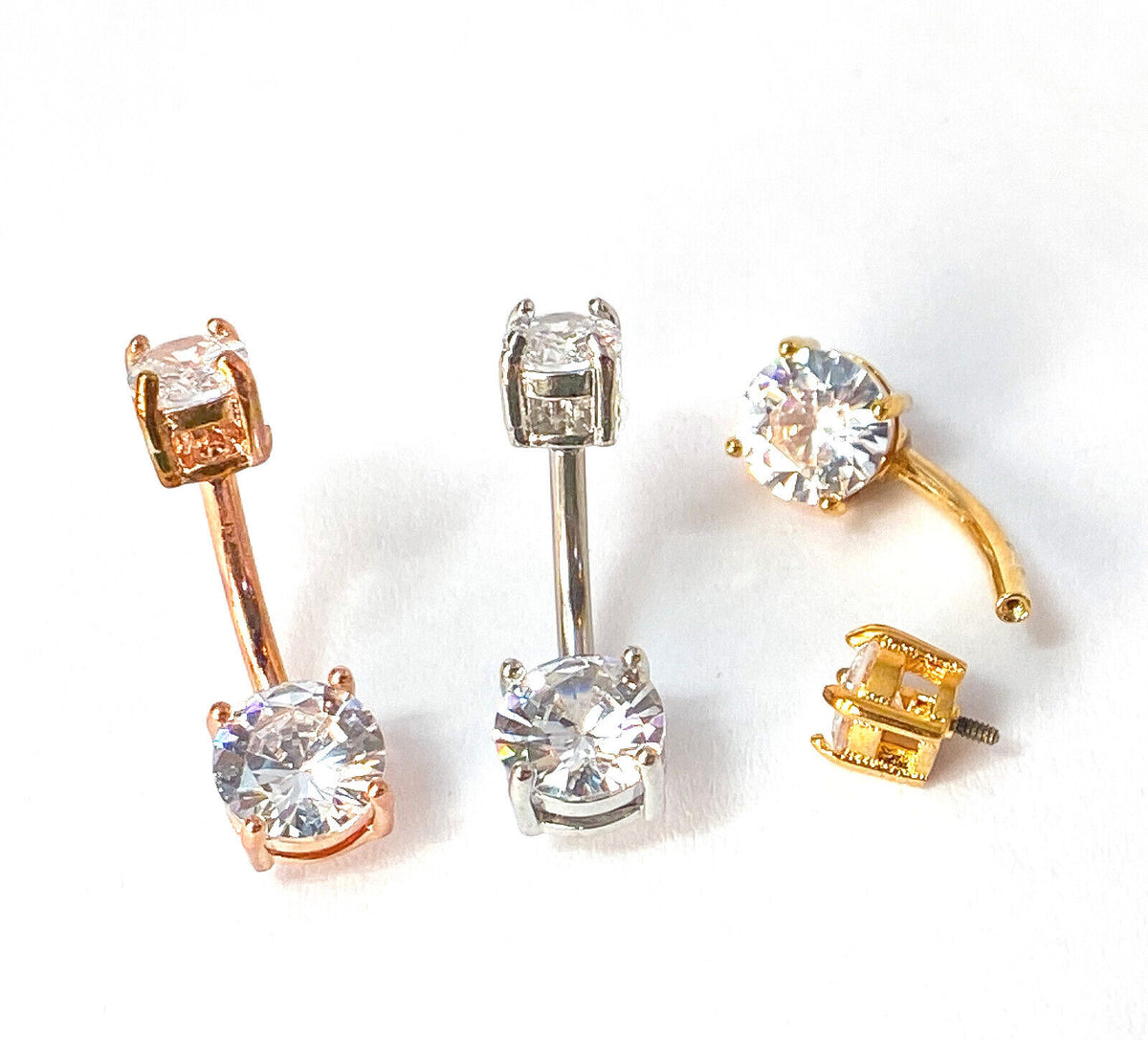 3pc Box Value Pack Belly Rings Gem Internally Threaded Navel Naval Body Jewelry