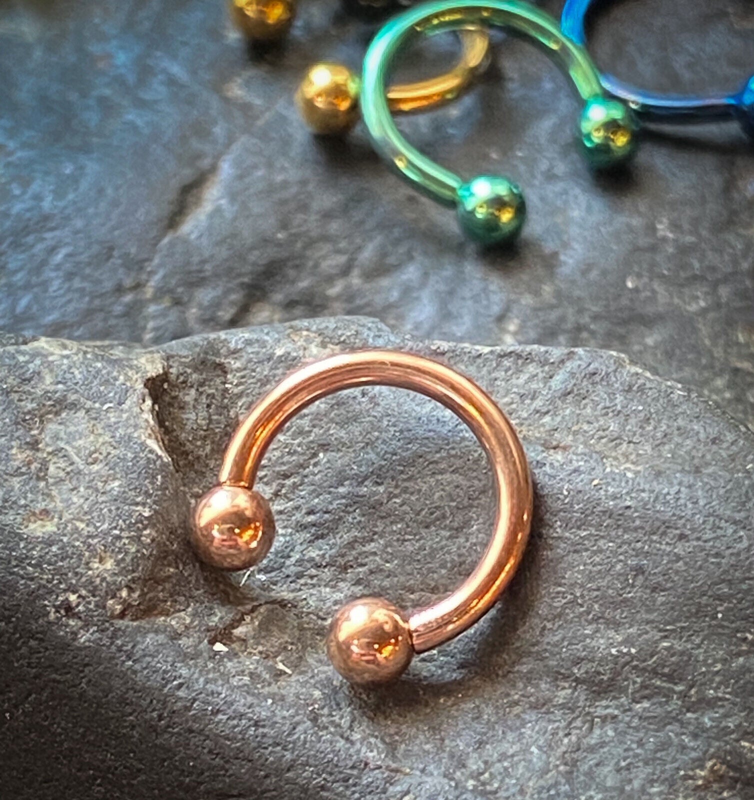 1pc Titanium Horseshoe Circular Barbell Septum Helix Ear Cartilage Eyebrow Ring (Color: Rose Gold)