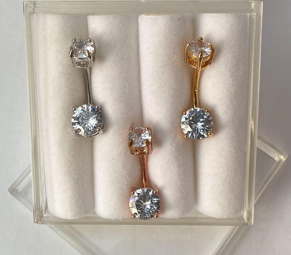 3pc Box Value Pack Belly Rings Gem Internally Threaded Navel Naval Body Jewelry