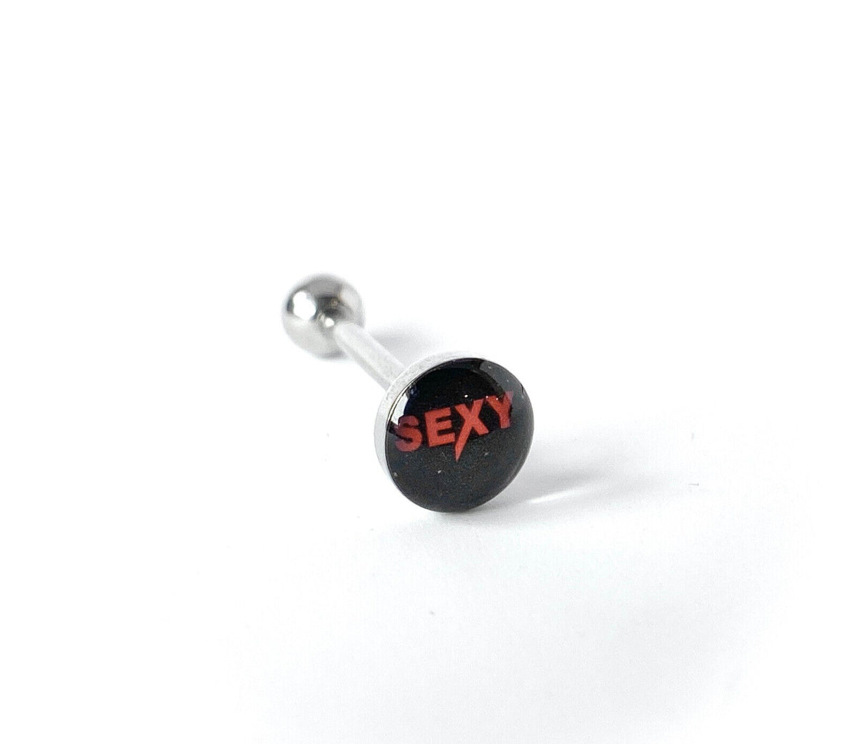 1pc Dome Logo Tongue Ring - choose from Adult Sayings, Sex, Bad Words +more! (Logo Style: Sexy)