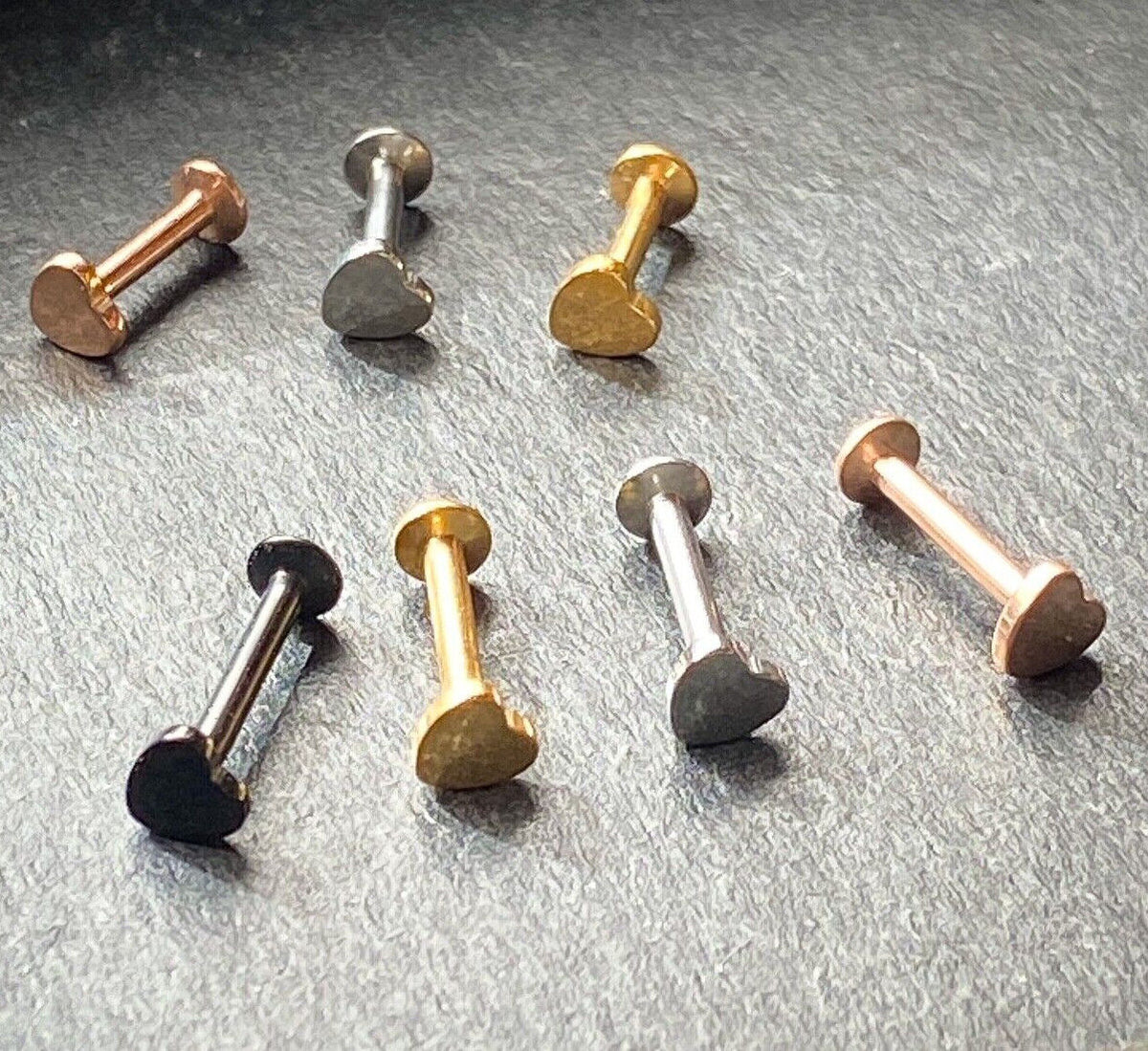 4pc Value Pack Ion Plated Steel Internally Threaded Heart Labrets / Monroes