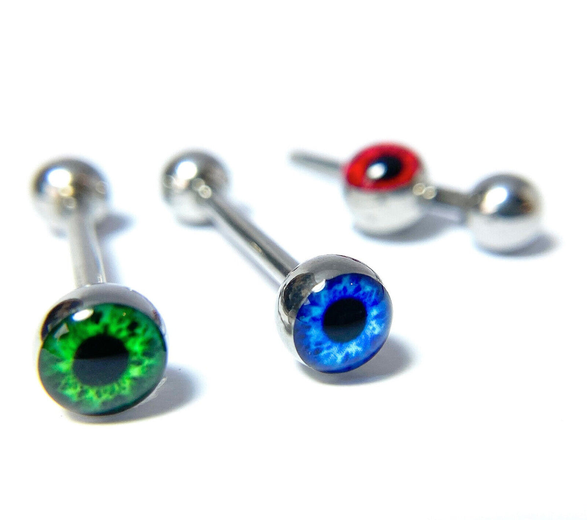 1pc Eyeball 316L Surgical Steel Barbell Tongue Tounge Ring Eye Ball 14g 5/8"