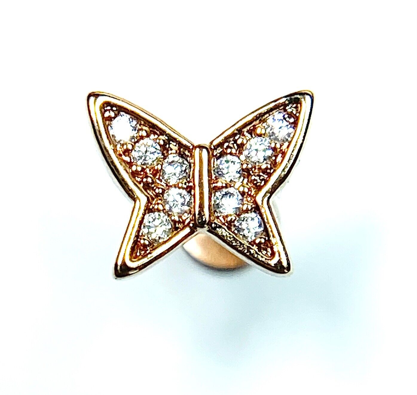 1pc CZ Paved Butterfly 16g Labret Internally Threaded Steel Monroe Tragus Helix (Color: Rose Gold)