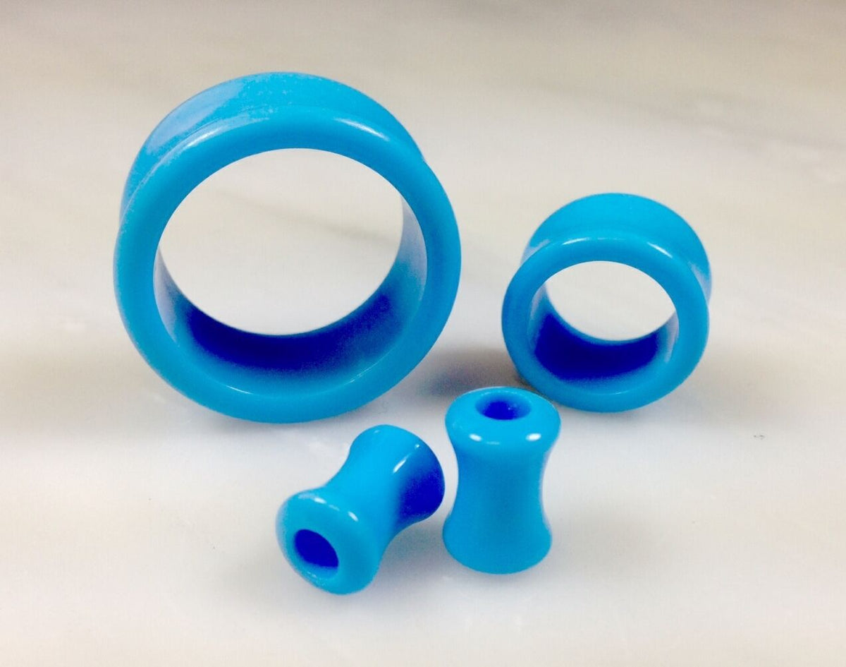PAIR Solid Color Ear Tunnels Plugs Gauges Earlets - 3mm through 30mm available (Main Color: Light Blue)