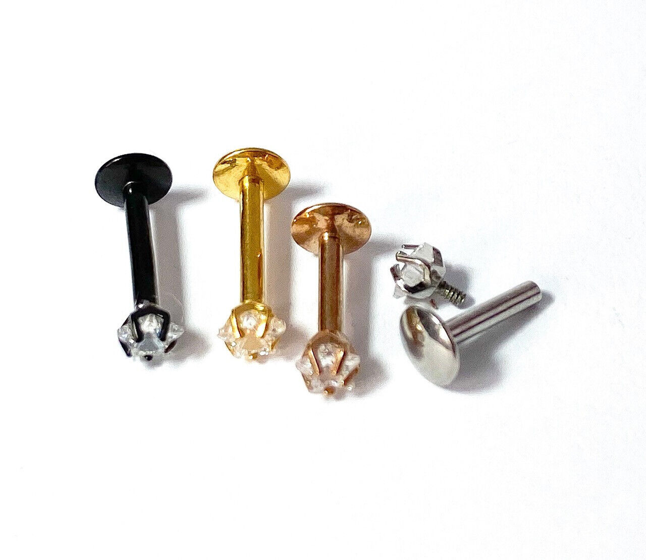 4pc Value Pack Internally Threaded Prong Set Star Gem Ion Plated Labrets