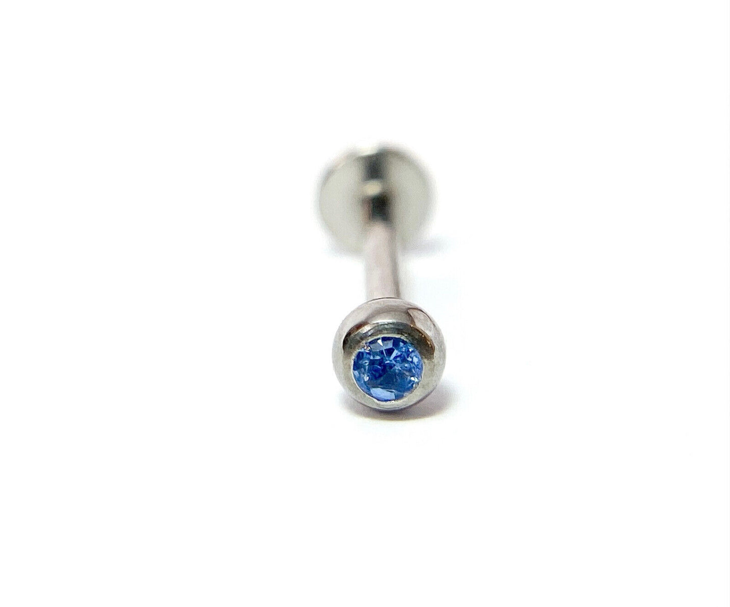 1pc Press-Fit Gem Ball 316L Surgical Steel 16g Labret Monroe Cheek Barbell (Color: Light Blue)