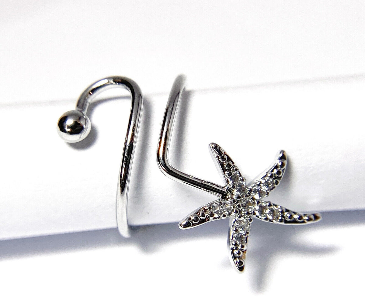  Starfish Multi-Paved CZ Gems Adjustable Nail Ring / Toe Ring