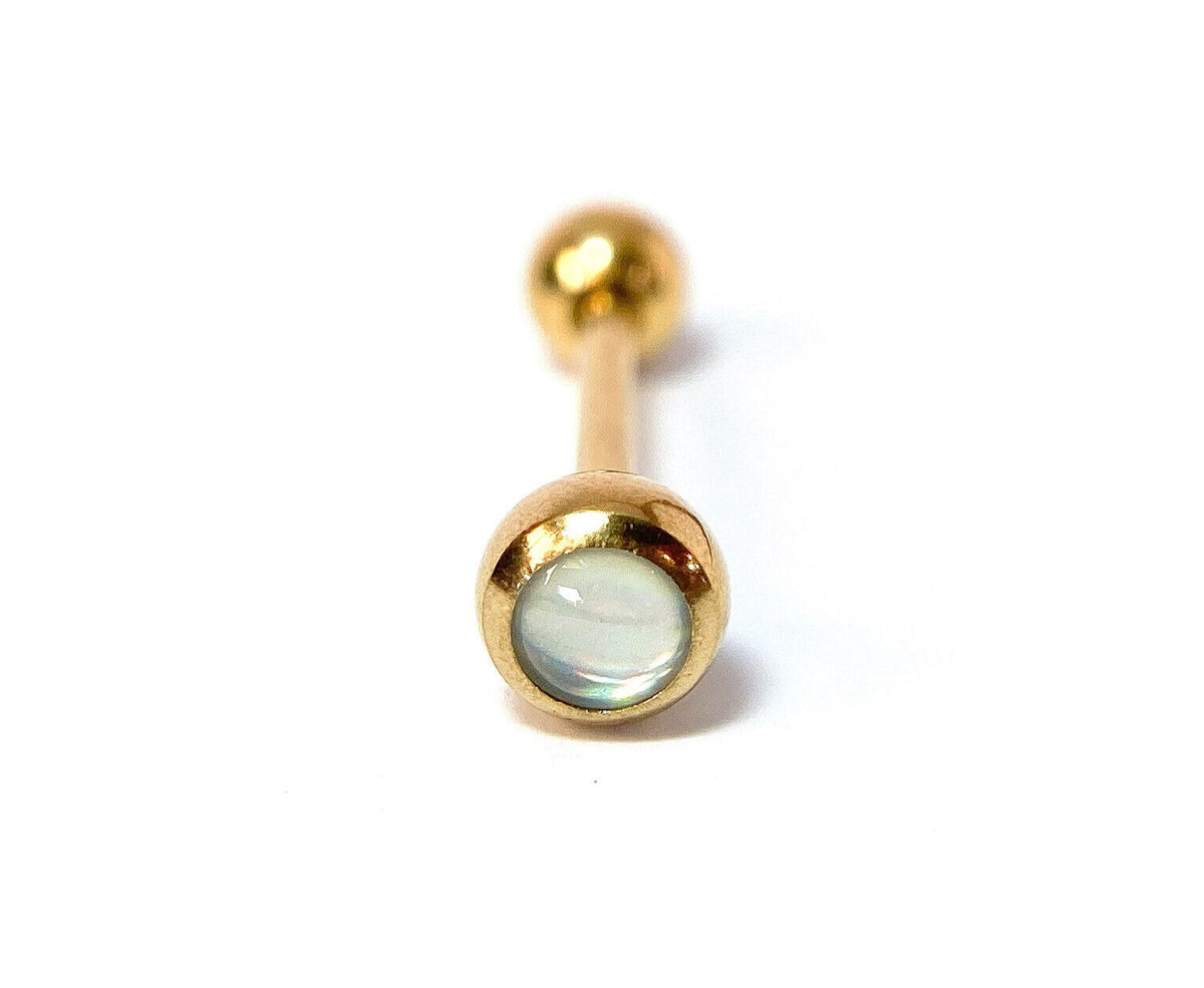 1pc Illuminating Stone Gem Tongue Ring Barbells Tounge Piercing Body Jewelry (Color: Gold / Clear)
