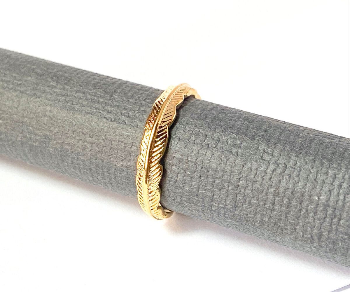 Tribal Feather Adjustable Mid Ring / Toe Ring (Color: Gold)