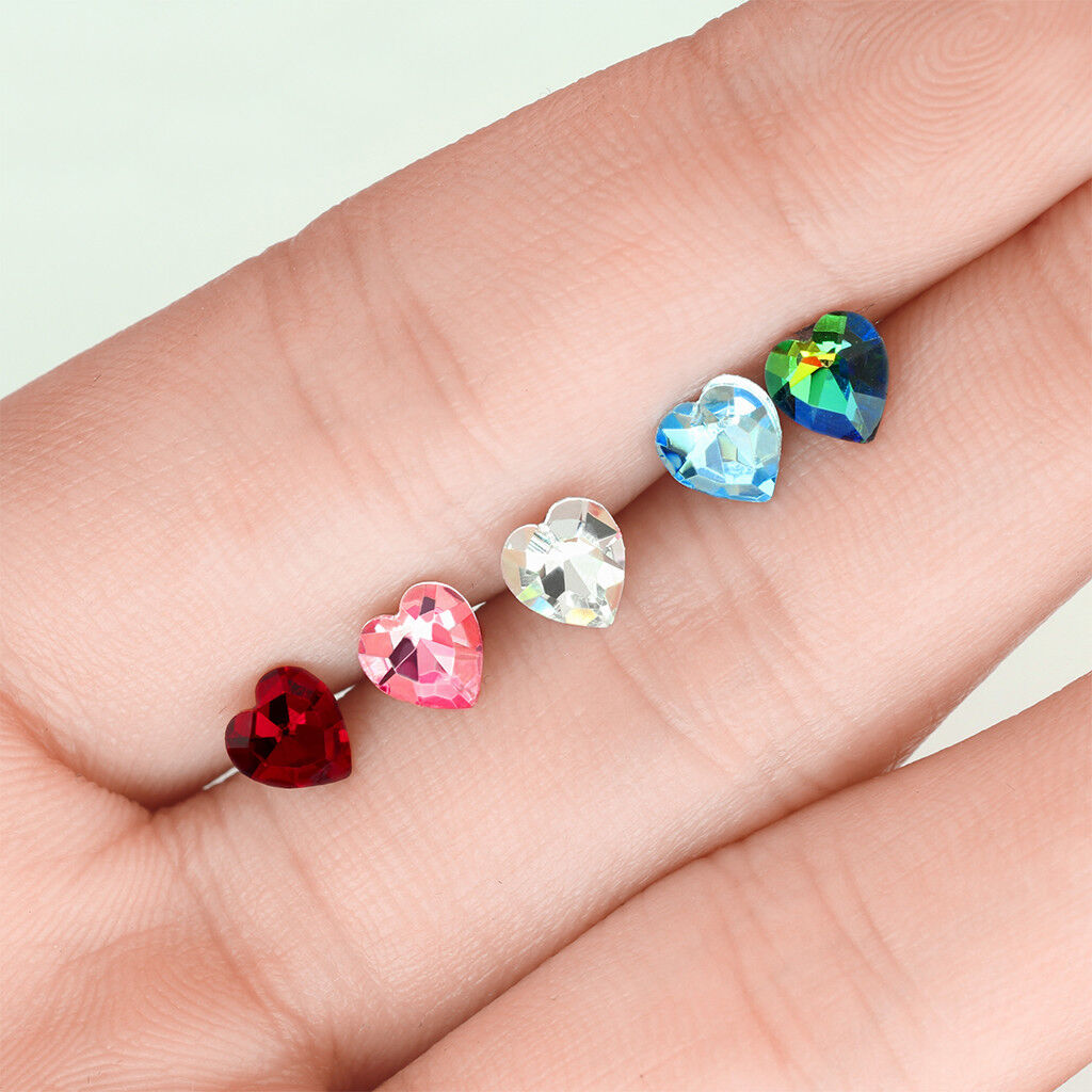1pc Heart Crystal Tragus Helix Cartilage Ring 16g 1/4" - choose your color