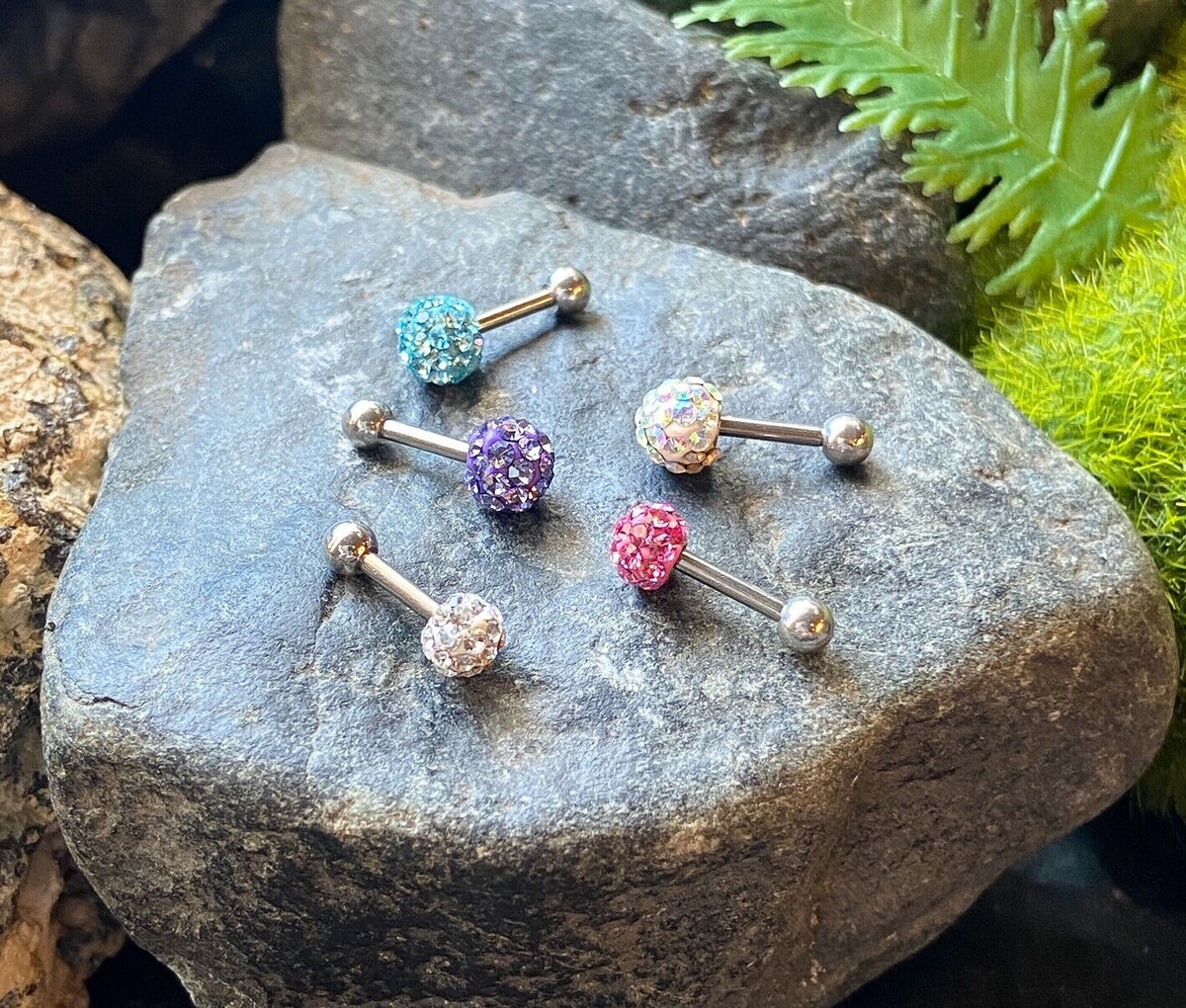 Surgical Steel Tragus Barbell Ring 16g, 1/4"- choose 3, 4 or 5mm Ferido Gem Ball