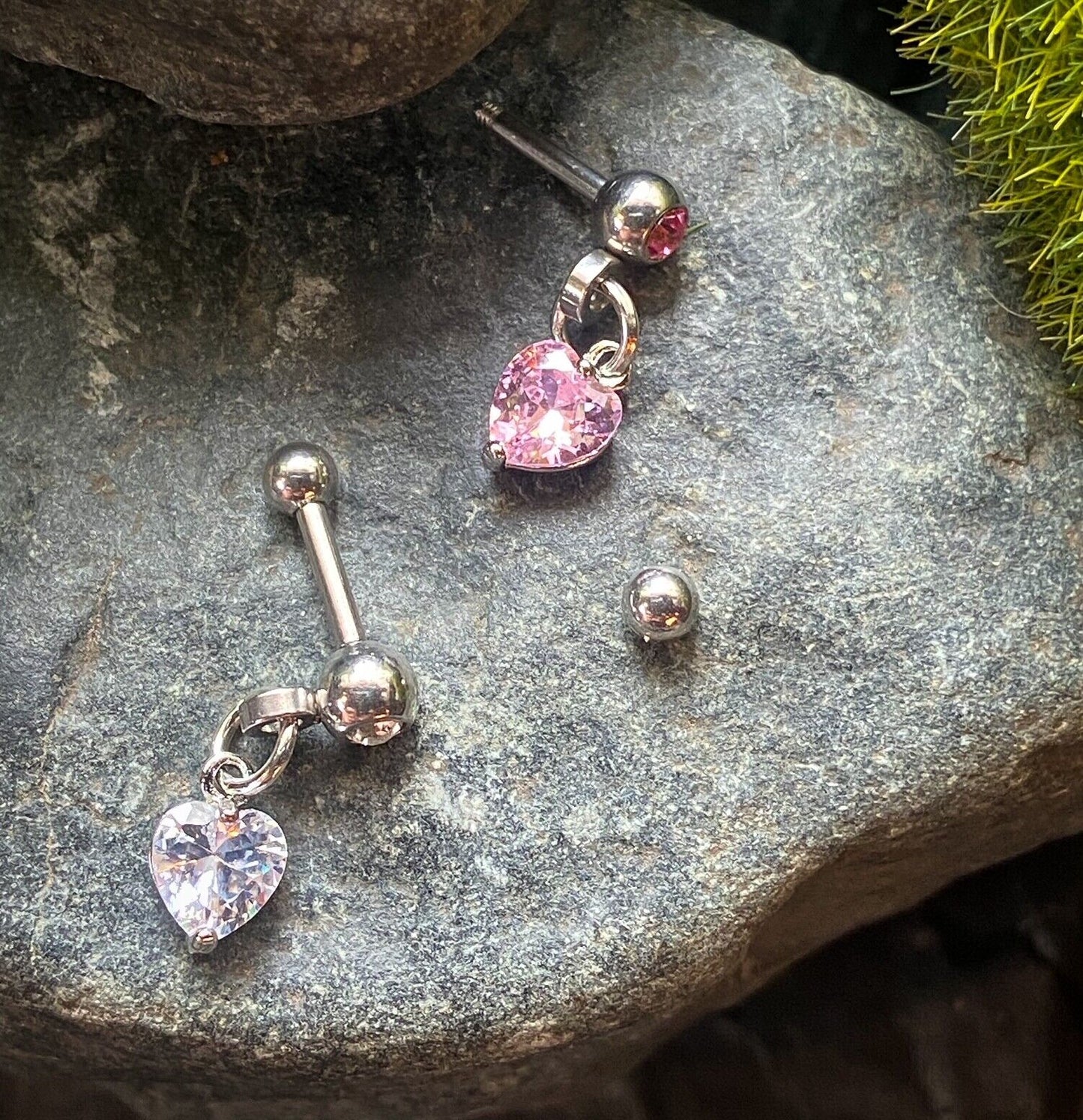 1pc Crystal Heart Dangle Tragus Helix Cartilage Ring 16g 1/4"- choose your color