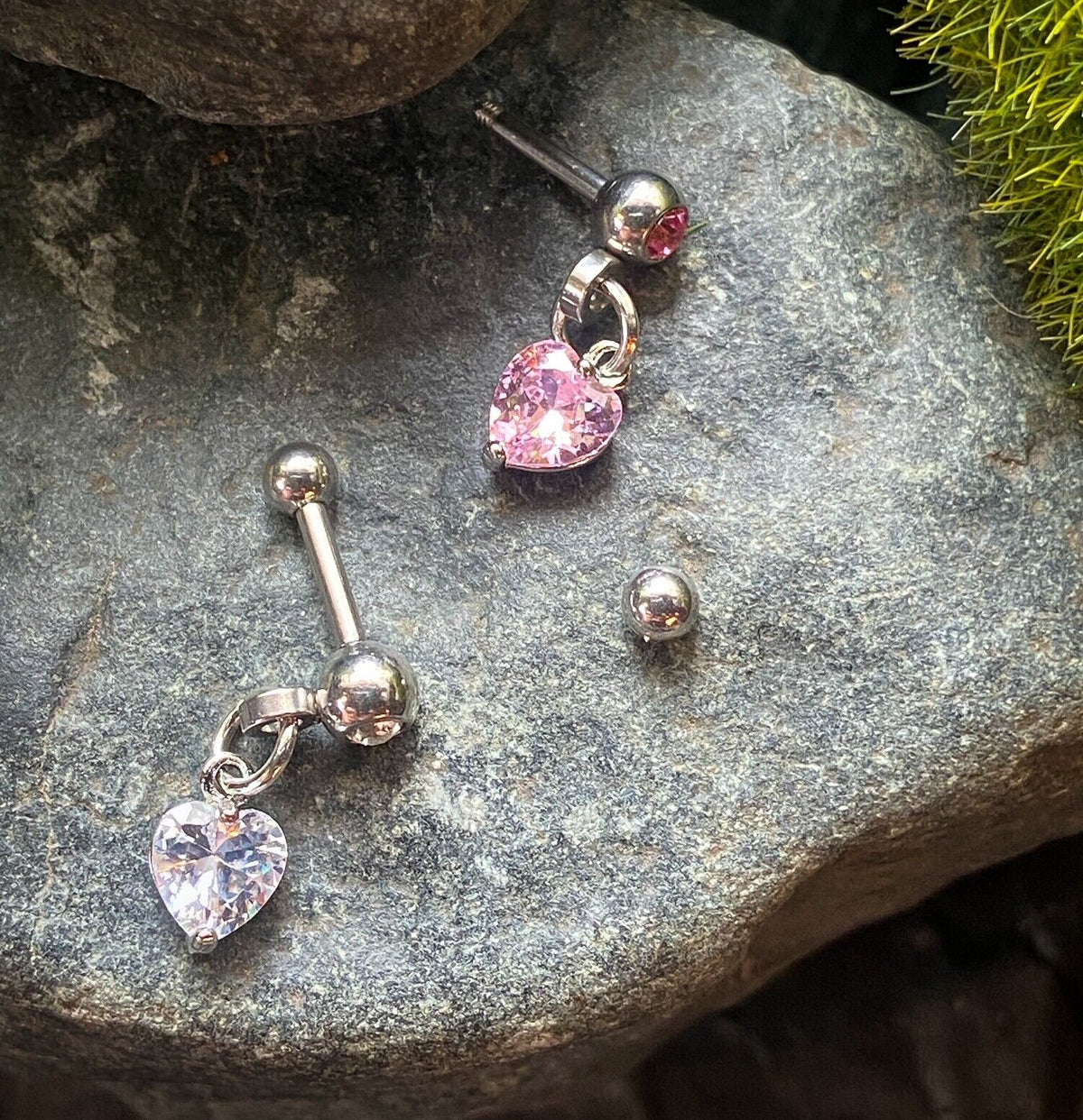1pc Crystal Heart Dangle Tragus Helix Cartilage Ring 16g 1/4"- choose your color