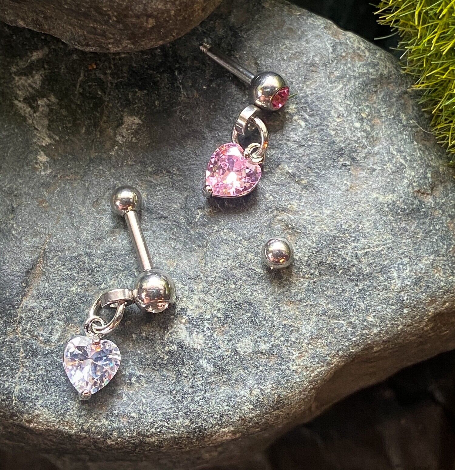 1pc Crystal Heart Dangle Tragus Helix Cartilage Ring 16g 1/4"- choose your color